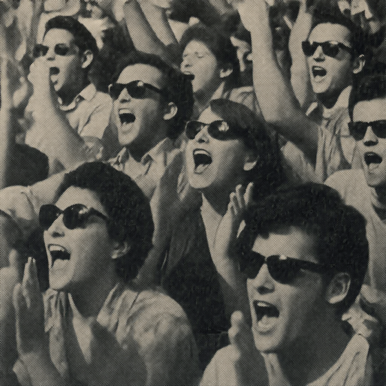 A crowd of people shouting